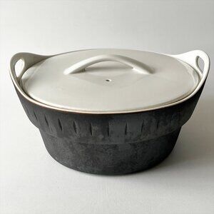 RARE Ernest Sohn Creations Esquire Lidded Casserole Dish 9" Black White Ceramic